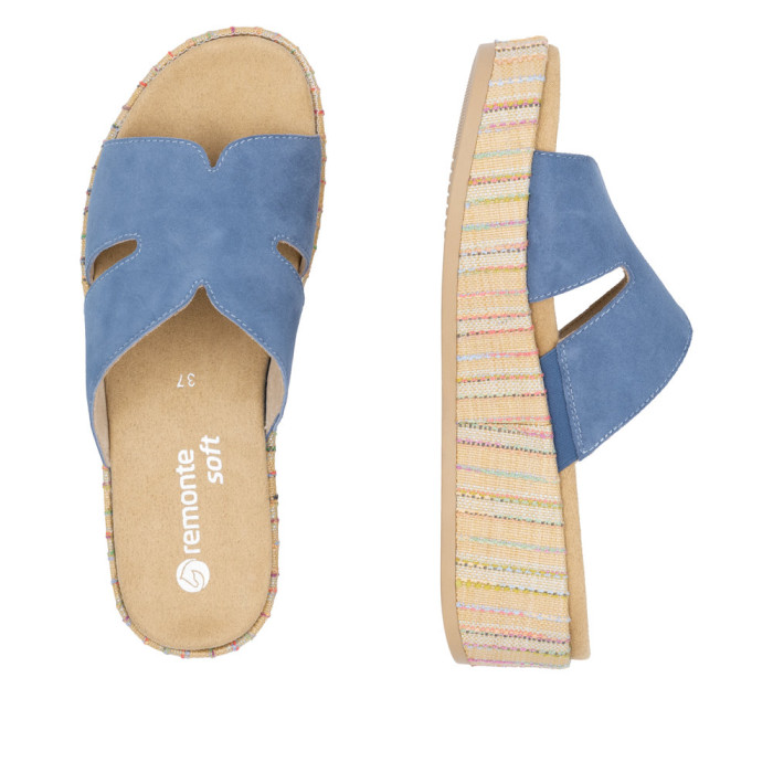 detail Dámské pantofle na klínku Remonte D1N55-14 modré