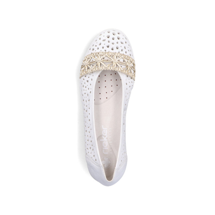 detail Dámské baleríny na klínku Rieker L3062-80 bílé