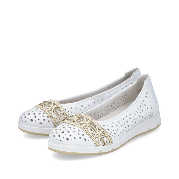 detail Dámské baleríny na klínku Rieker L3062-80 bílé
