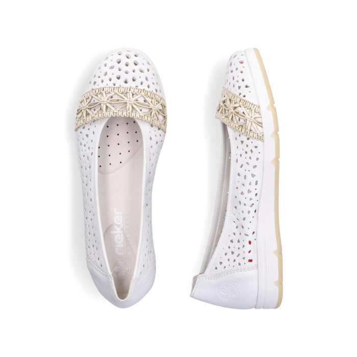 detail Dámské baleríny na klínku Rieker L3062-80 bílé