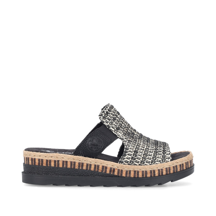 detail Dámské pantofle na klínku Rieker V7953-00 černé