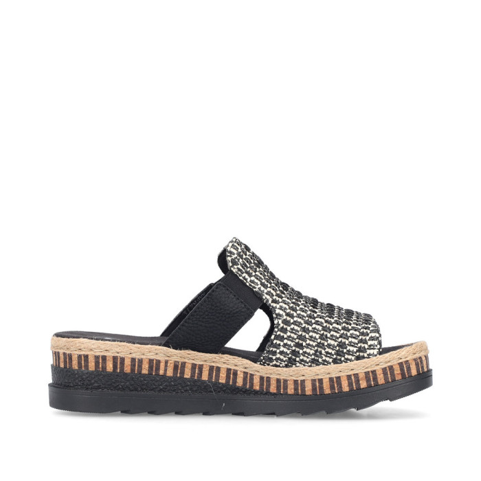 detail Dámské pantofle na klínku Rieker V7953-00 černé