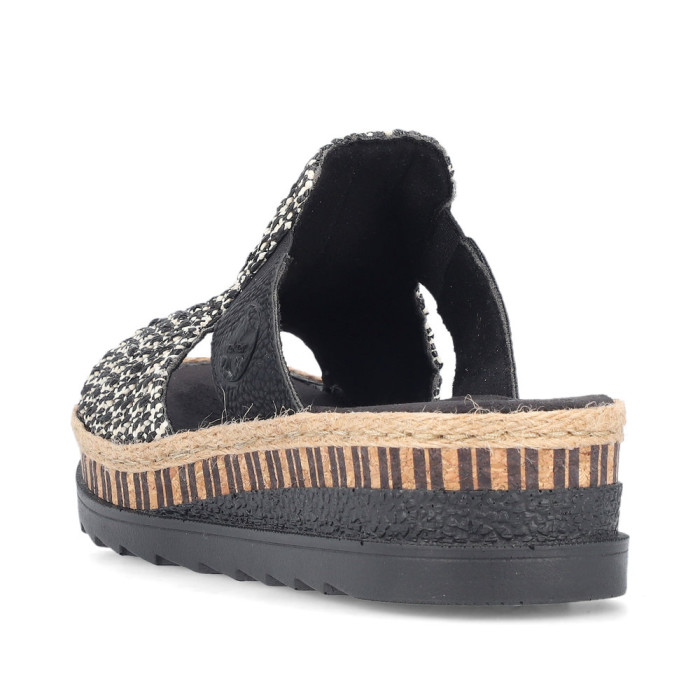 detail Dámské pantofle na klínku Rieker V7953-00 černé