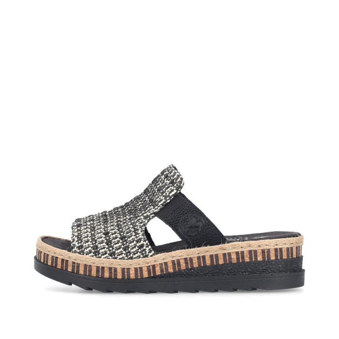 detail Dámské pantofle na klínku Rieker V7953-00 černé