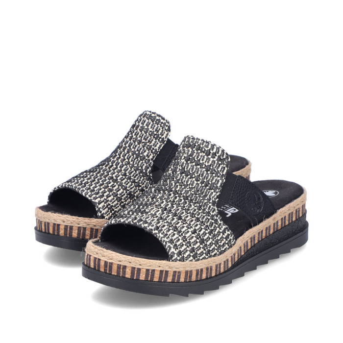 detail Dámské pantofle na klínku Rieker V7953-00 černé