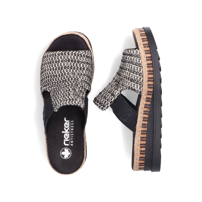 detail Dámské pantofle na klínku Rieker V7953-00 černé