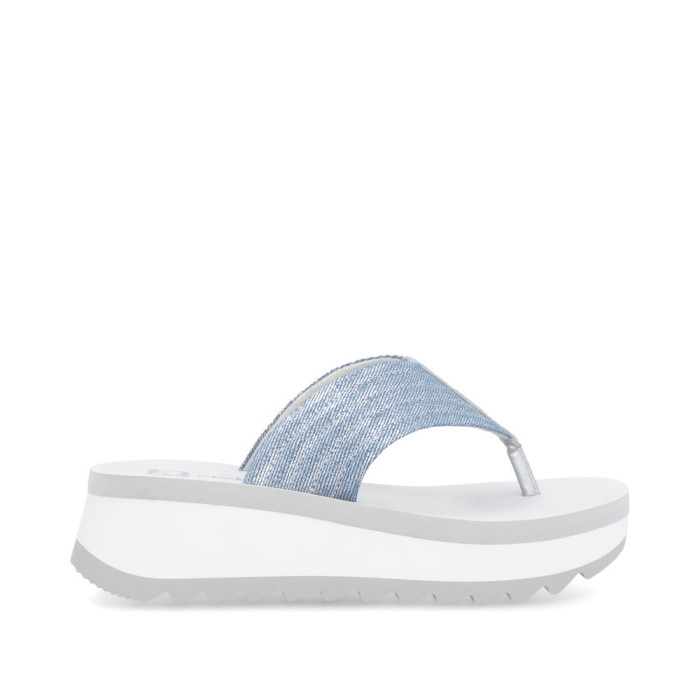 detail Dámské žabky na klínku Rieker W3054-14 modré