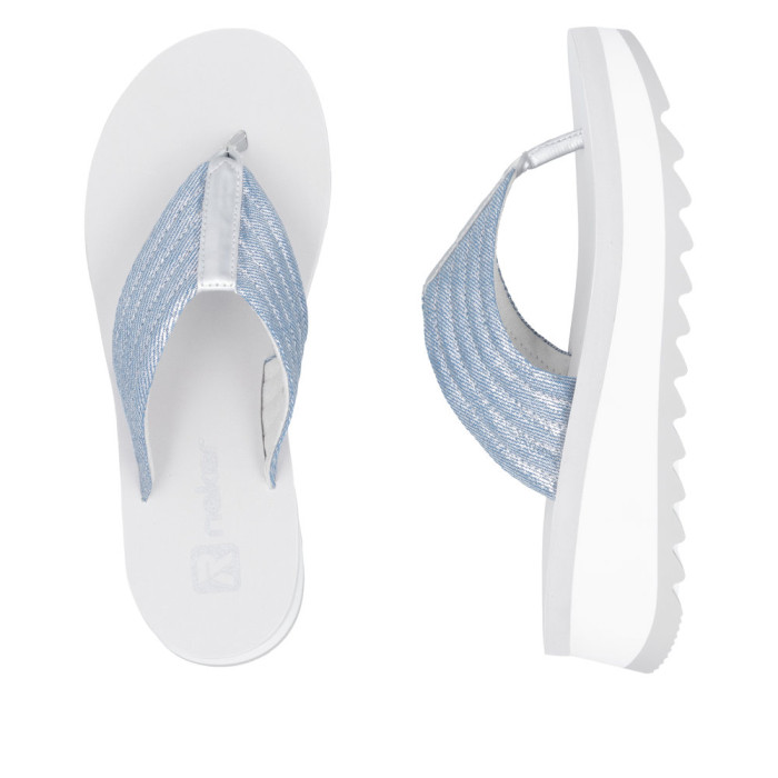 detail Dámské žabky na klínku Rieker W3054-14 modré