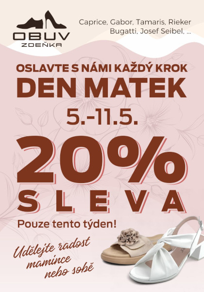 Oslavte s námi den matek 6.5. - 11.5. sleva na všechny dámské boty